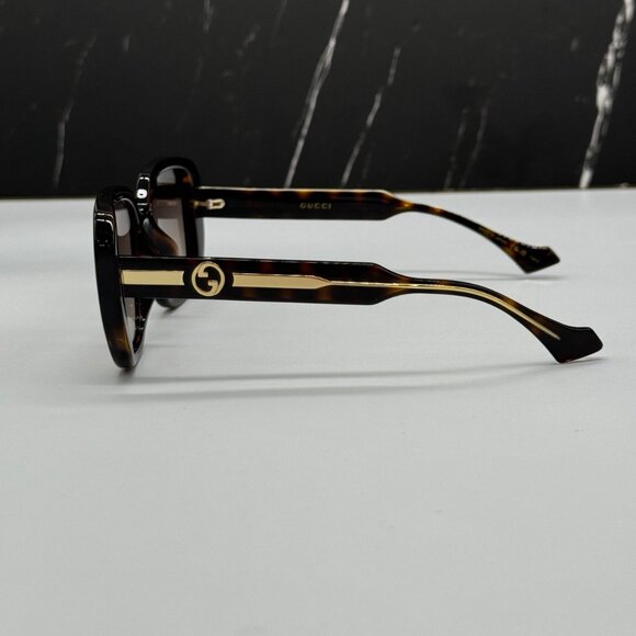 NEW GUCCI GG1557SK 002 WOMEN SUNGLASSES SQUARE GUCCI HAVANA BROWN EYEWEAR - Picture 6 of 12